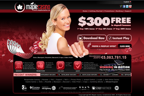 maple casino homepage